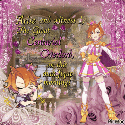Girl Saying Arise And Witness I The Great Centurial Overlord On This Man Fique Morning GIF