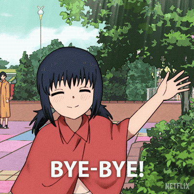 Girl Saying Bye Bye With Netflix Logo GIF