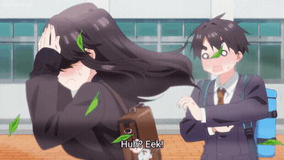 Girl Saying Huh Eek Next To Boy GIF