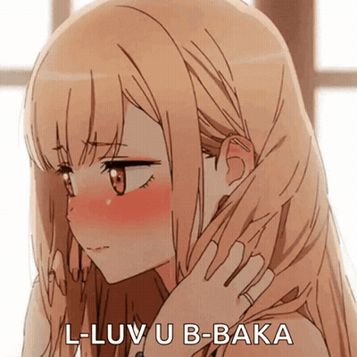 Girl Saying L-Luv U B-Baka GIF