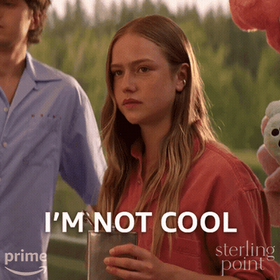 Girl Says I'm Not Cool In Front Of Man And Stuffed Animal GIF