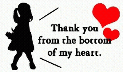 Girl Silhouette With Two Red Hearts Saying Thank You GIF
