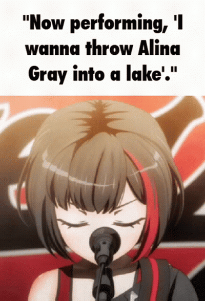 Girl Singing Into Microphone Now Performing Wanna Throw Alina Gray Into A Lake GIF