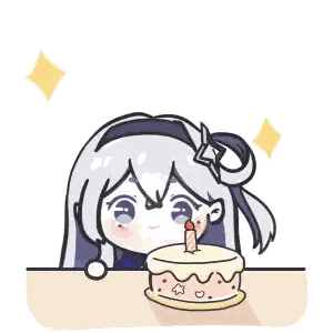 Girl Sitting At Birthday Cake Sticker