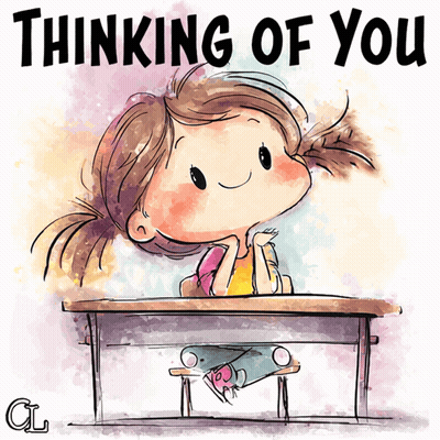 Girl Sitting At Desk Thinking Of You GIF