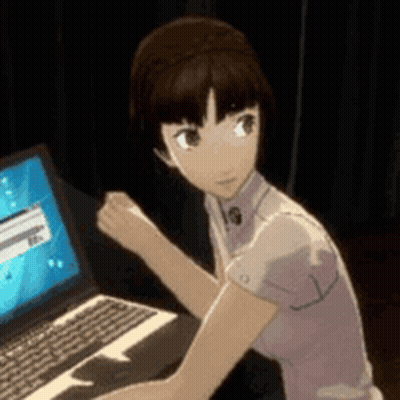 Girl Sitting At Desk With Laptop GIF