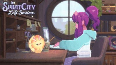 Girl Sitting At Desk With Spirit City LoFi GIF