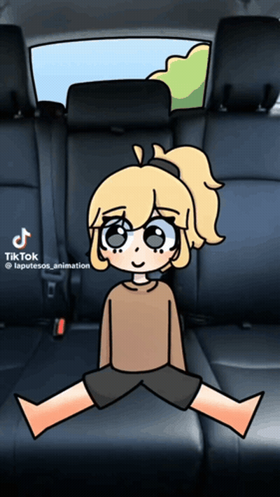 Girl Sitting In Back Seat Of Car With TikTok Watermark GIF