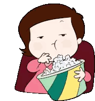 Girl Sitting In Chair Eating Popcorn Sticker