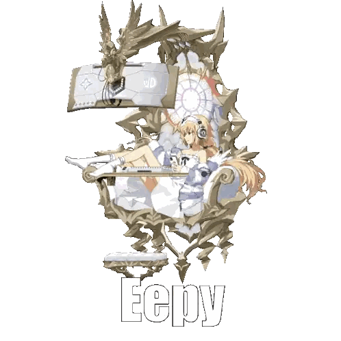 Girl Sitting In Chair With Eepy Text Sticker