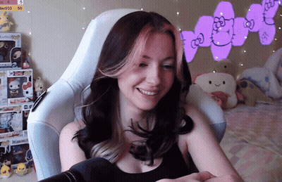 Girl Sitting In Chair With Hello Kitty Light GIF