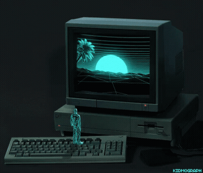 Girl Sitting In Front Of Computer With Head On Knees GIF