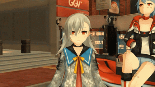 Girl Sitting In Front Of GGV Sign GIF