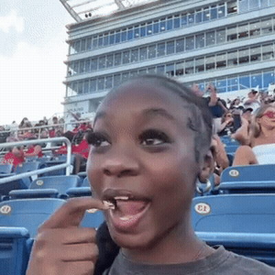 Girl Sitting In Stadium Seat Sticker CL GIF