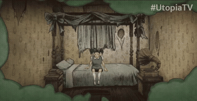 Girl Sitting On Bed #Utopiatv GIF