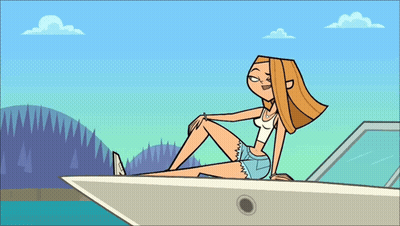 Girl Sitting On Boat With Mountains GIF