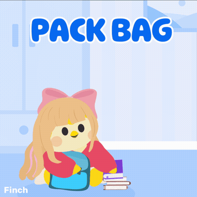 Girl Sitting On Floor With Books Saying Pack Bag GIF