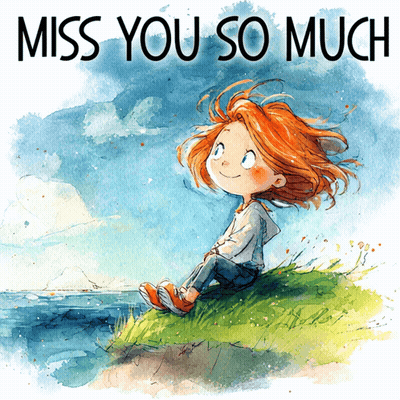 Girl Sitting On Hill Saying Miss You So Much GIF