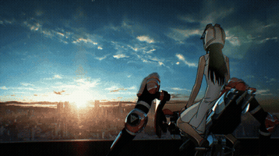 Girl Sitting On Motorcycle At Sunset GIF