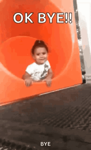 Girl Sitting On Orange Slide Ok Bye GIF