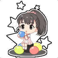 Girl Sitting On Plate With Balloons And Stars Sticker