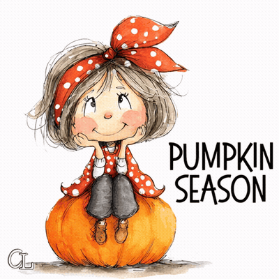 Girl Sitting On Pumpkin Saying Pumpkin Season GIF