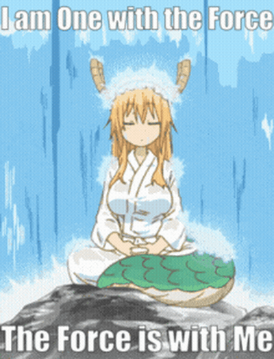 Girl Sitting On Rock Saying I Am One With The Force GIF
