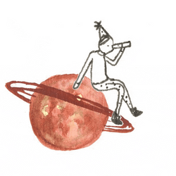 Girl Sitting On Saturn GIF