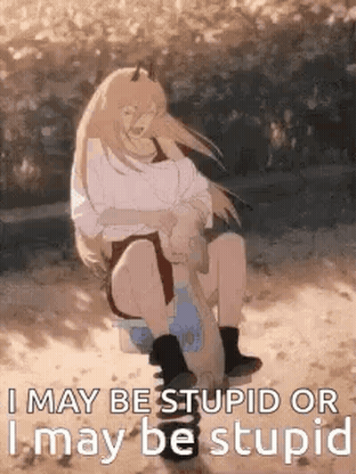 Girl Sitting On Seesaw With Devil On Head GIF