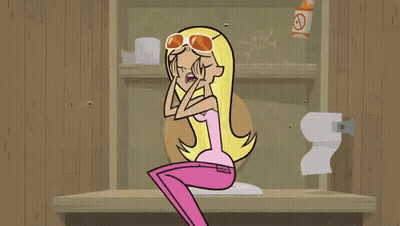 Girl Sitting On Toilet With No Smoking Sticker GIF