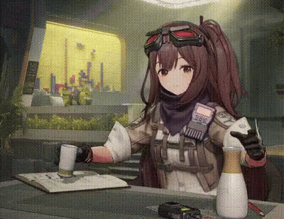 Girl Sitting With Coffee And Bottle GIF