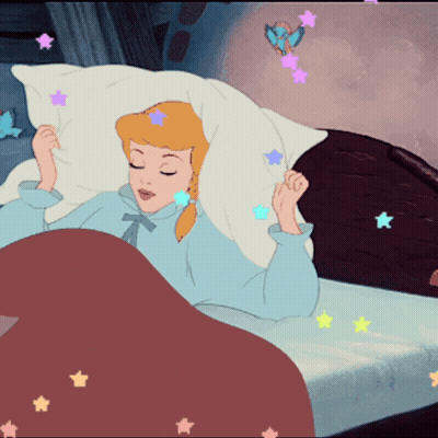 Girl Sleeping In Bed With Stars GIF