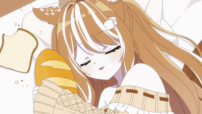 Girl Sleeping With Bread Slice GIF