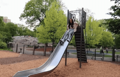 Girl Sliding Down Slide Bumbywool.com GIF