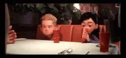 Girl Spit Water At Restaurant Table Coughing GIF