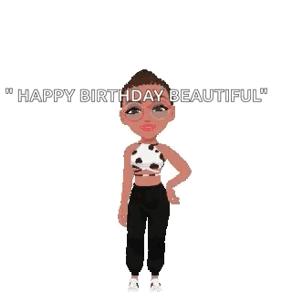 Girl Standing Before Happy Birthday Sign GIF