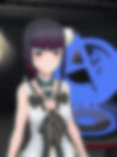 Girl Standing In Front Of Blue GIF