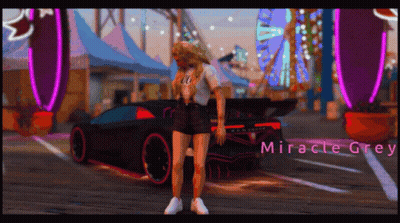 Girl Standing In Front Of Car Saying Miracle Grey GIF