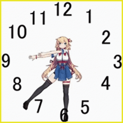 Girl Standing In Front Of Clock GIF
