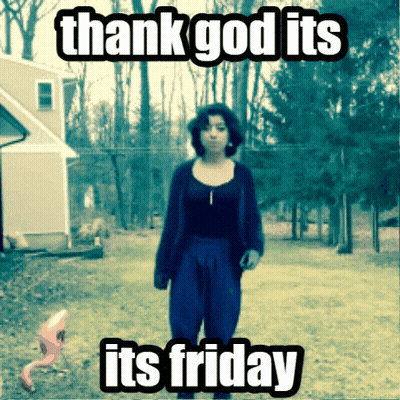 Girl Standing In Front Of House Saying Thank God It's Friday GIF