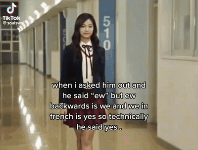 Girl Standing In Hallway With Number 510 GIF