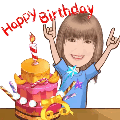 Girl Standing Next To Birthday Cake Sticker