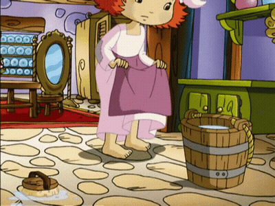 Girl Standing Next To Bucket GIF