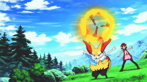 Girl Standing Next To Fox With Circle Of Fire GIF