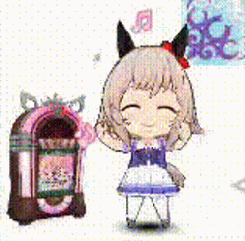 Girl Standing Next To Jukebox Smiling GIF
