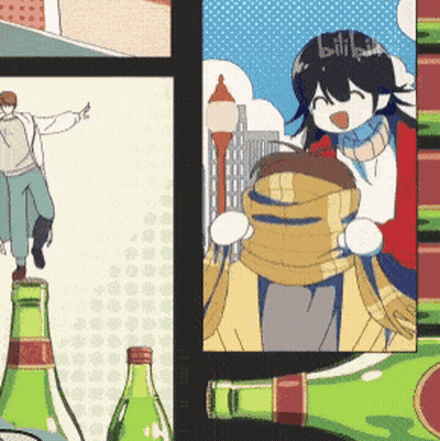 Girl Standing On Beer Bottle GIF