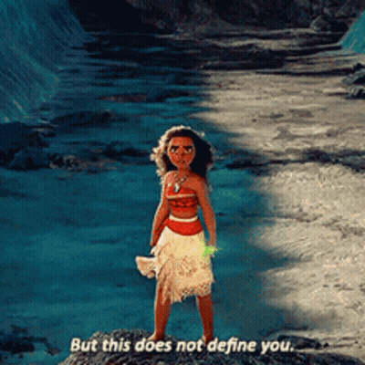 Girl Standing On Rock Saying But This Does Not Define You GIF