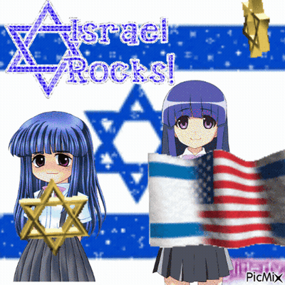 Girl Star Of David US Flag Israel Rocks GIF