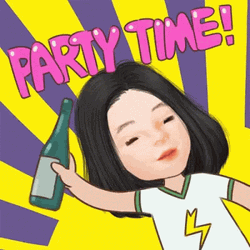 Girl Sticker With Wine Bottle Party Time GIF