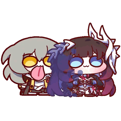 Girl Sticking Out Tongue Next To Purple Haired Girl Sticker